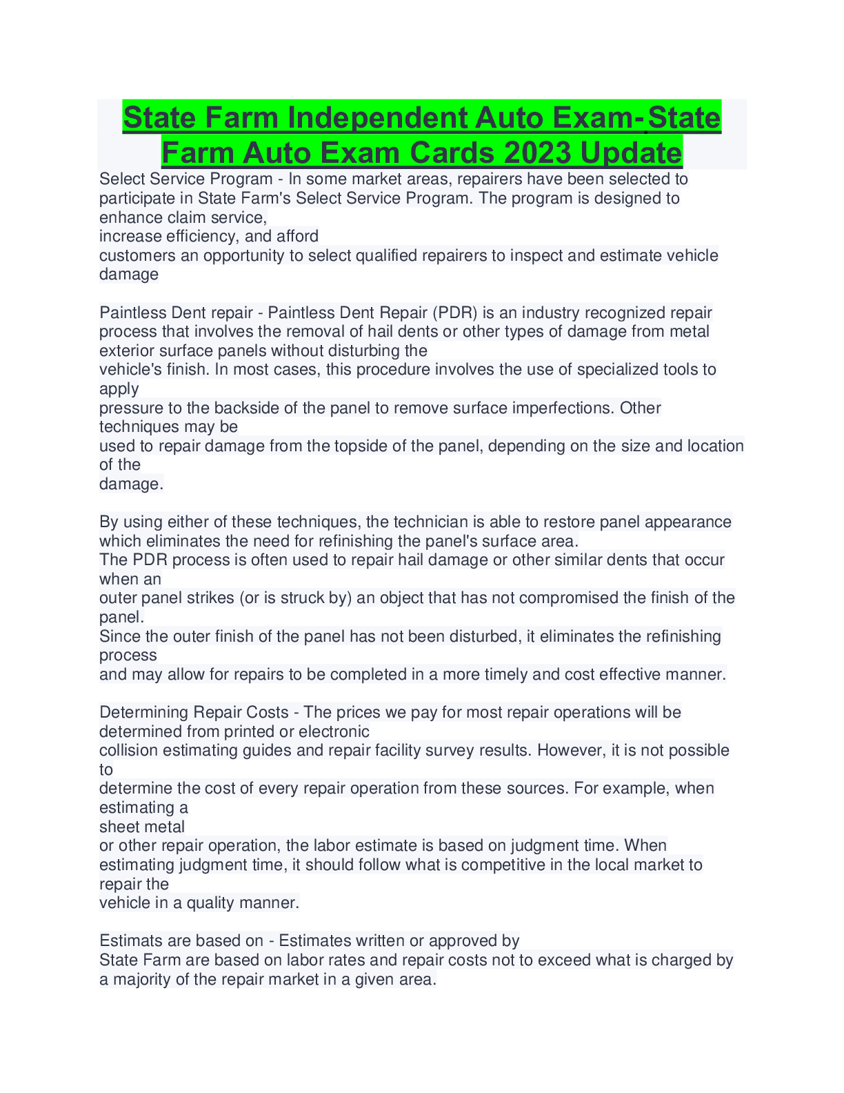 Preview image for State Farm Independent Auto Exam-State  Farm Auto Exam Cards 2023 Update